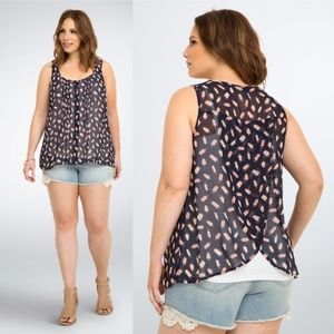 Torrid 0 Popsicle Chiffon Tulip Back Tank Top